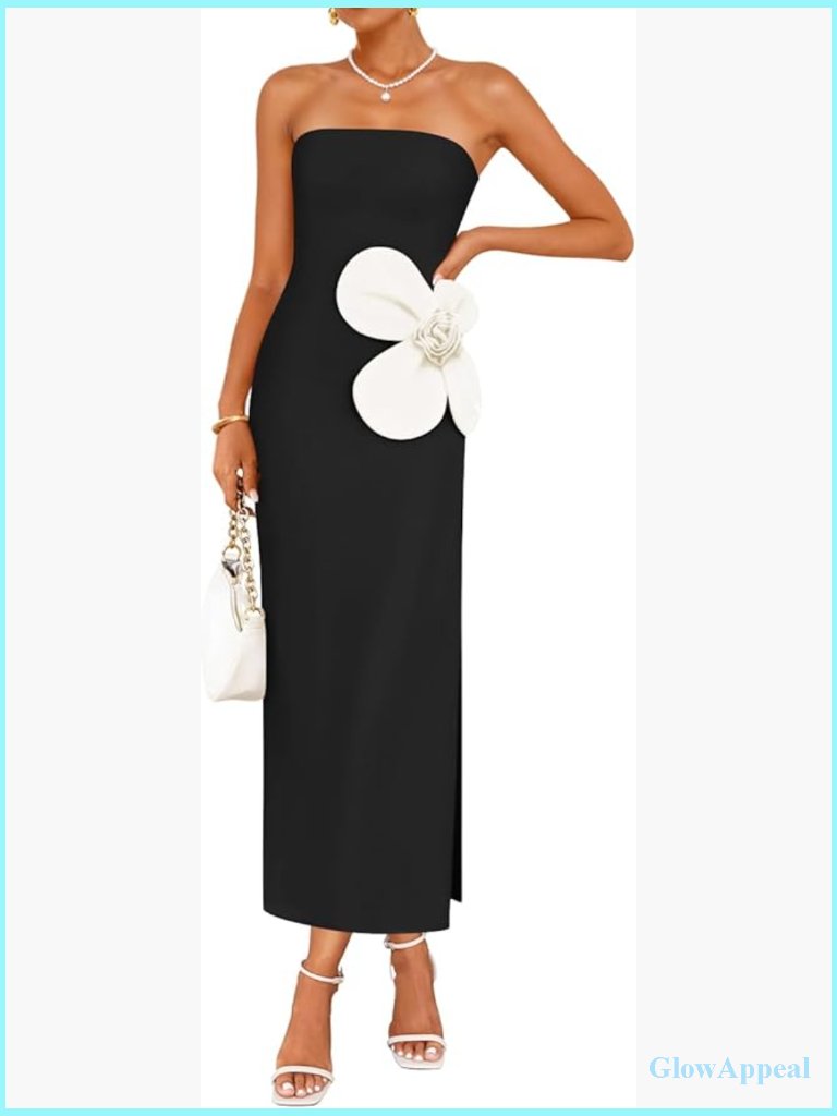Women's Strapless Bodycon Maxi Dress Formal Party Tube Long Dress